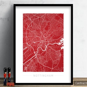 Nottingham Map - Stadtplan von Nottingham England UK - Kunstdruck Aquarell Illustration Wand Kunst Wohnkultur Geschenk - Color Series PRINT