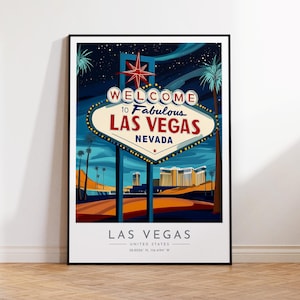 Póster de viaje a Las Vegas - Estados Unidos, póster de viaje a Las Vegas, decoración del hogar, póster enmarcado o lienzo