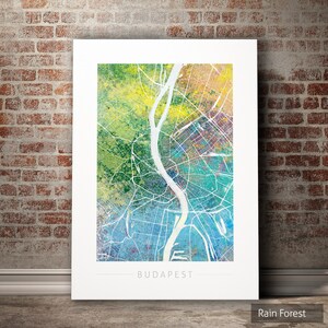 Budapest Karte - Stadtplan von Budapest Ungarn - Kunstdruck Aquarell Illustration Wandkunst Wohnkultur Geschenk - Nature Series PRINT