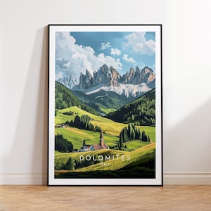 Dolomiten Travel Print - Italien, Dolomiten Poster, Geschenkdruck oder Leinwand