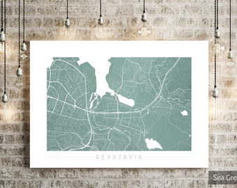 Reykjavik Map - City Street Map of Reykjavik Iceland - Art Print Watercolor Illustration Wall Art Home Decor Gift - Colour Series PRINT