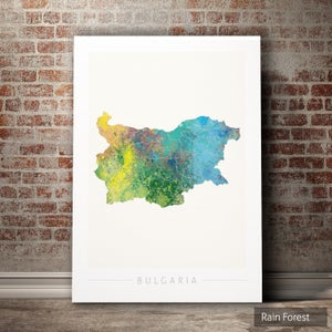 Mapa de Bulgaria - Mapa del país de Bulgaria - Impresión de arte Ilustración de acuarela Arte de pared Regalo de decoración del hogar - IMPRESIÓN DE SERIE NATURALEZA