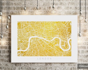 London Map - City Street Map of London England - Art Print Watercolor Illustration Wall Art Home Decor Gift - Colour Series PRINT