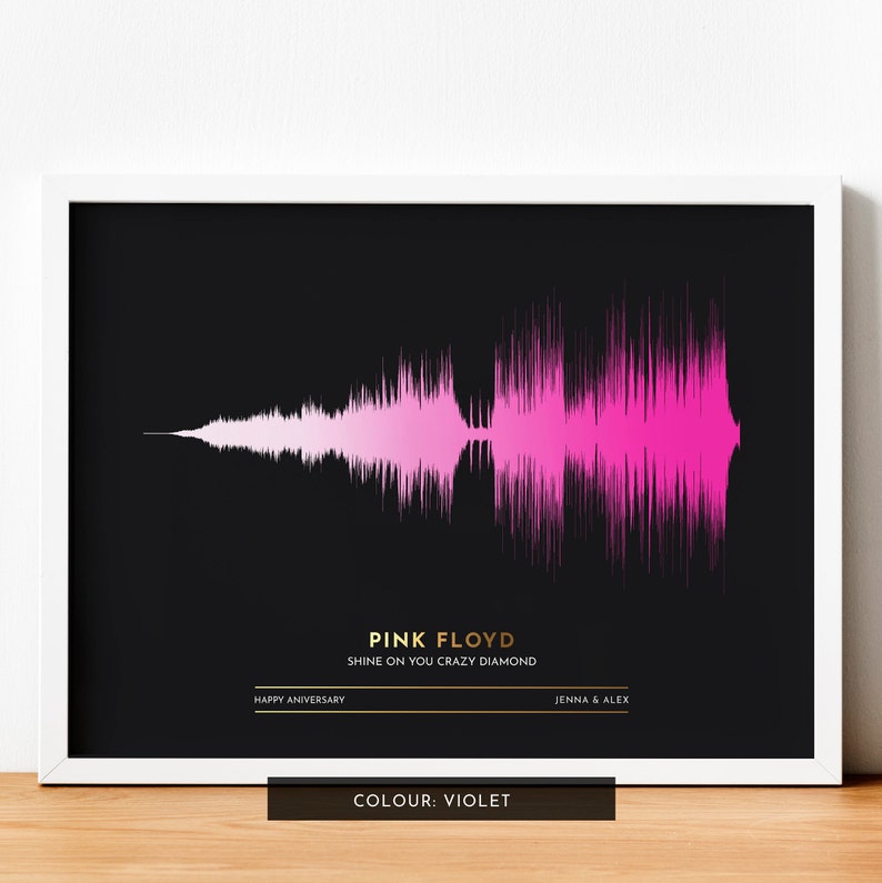 Personalised SOUND WAVE Art Print FADED Sound Wave Effect Wedding Gift, Gift for Him, Her Black Series Non Metallic image 7