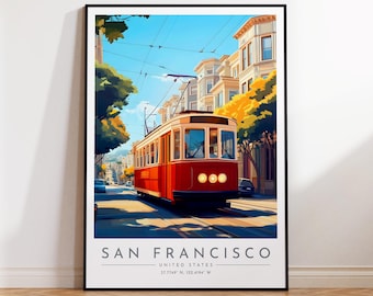 San Francisco Travel Poster - United States, San Francisco Print, Home Decor, Print Framed or Canvas