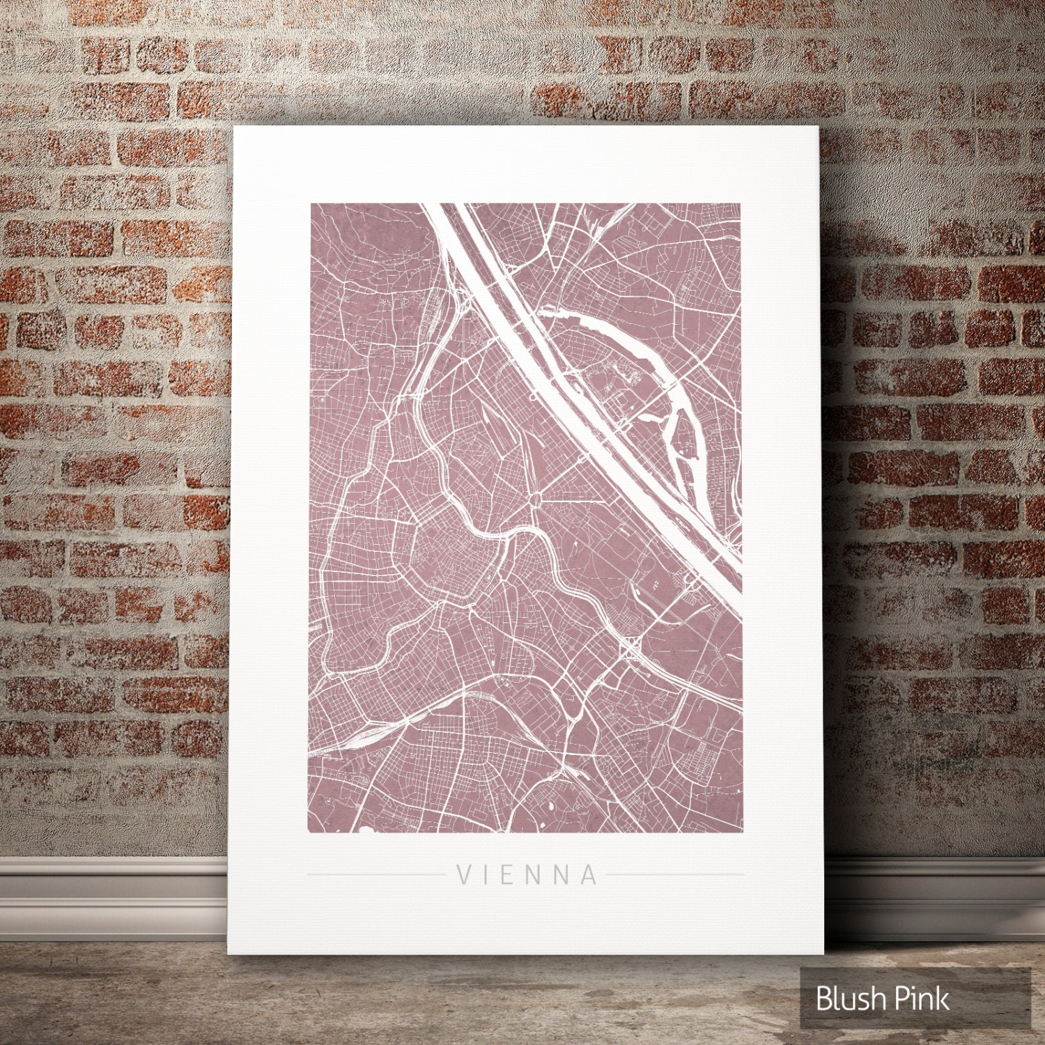 Watercolor Canvas Vienna Map Print Poster Wall Art Austria Gift Vienna City Map Decor