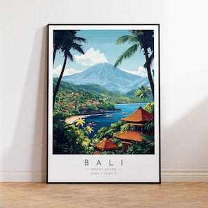 Poster de voyage à Bali - Indonésie, impression de voyage au mont Agung, décoration d'intérieur, impression encadrée ou toile