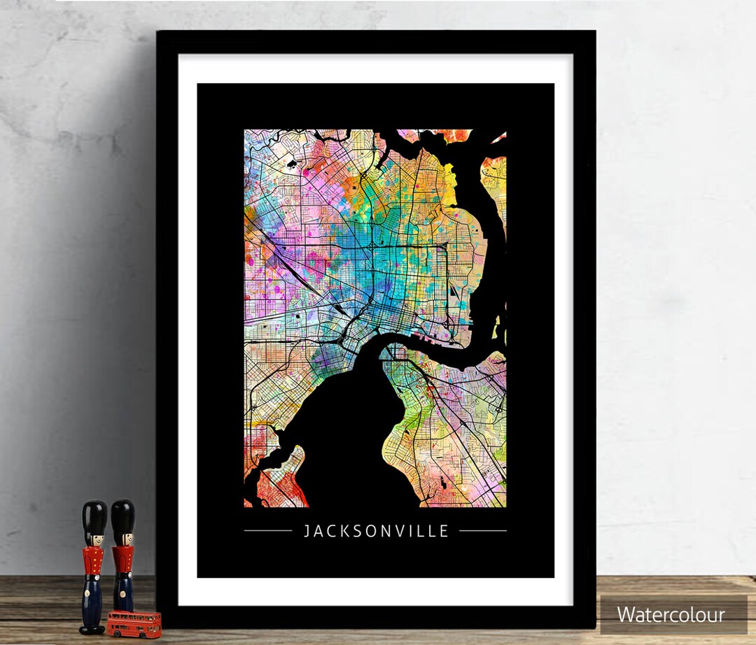 Jacksonville Map - City Street Map Jacksonville Florida - Art Print ...