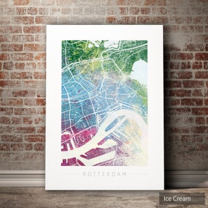 Rotterdam Stadtplan - Stadtplan von Rotterdam, Niederlande - Kunstdruck Aquarell Illustration Wand Kunst Wohnkultur Geschenk - Nature Series PRINT