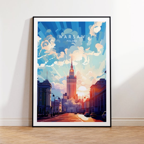 Warsaw Travel Print - Poland, Warsaw Poster, Home Decor, Gift Print or Canvas