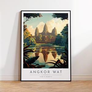 Angkor Wat Travel Poster - Cambodia, Angkor Wat Travel Print, Home Decor, Print Framed or Canvas