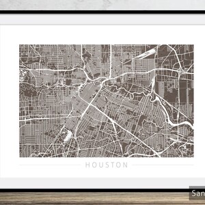 Houston Map - City Street Map of Houston Texas - Art Print Watercolor Illustration Wall Art Home Decor Gift - Colour Series PRINT