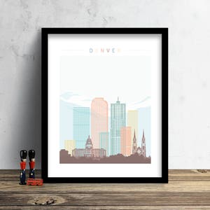 Denver Skyline, Print, Watercolor Print, Wall Art, Colorado Skyline, Watercolor Art, City Poster, Cityscape, Home Decor, Gift PRINT