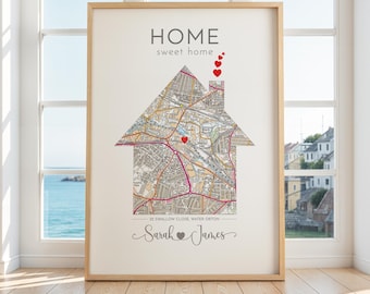 Personalised OS Map New Home Print | Ordnance Survey Map Art | Housewarming Gift, First Home Keepsake, Custom Location Wall Decor