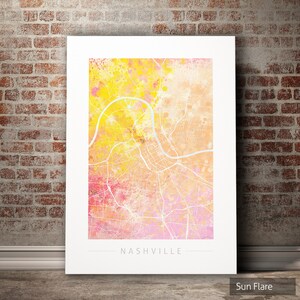 Nashville Map - Stadtplan von Nashville, Tennessee - Kunstdruck Aquarell Illustration Wandkunst Wohnkultur Geschenk - Nature Series PRINT