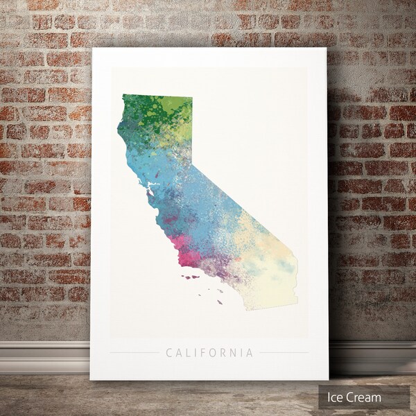 California Map - State Map of California - Art Print Watercolor Illustration Wall Art Home Decor Gift - NATURE PRINT