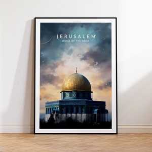 Jerusalem Travel Print - Dome of the Rock, Middle East, Jerusalem Poster, Home Decor, Gift Print or Canvas