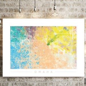 Omaha Karte - Stadtplan von Omaha, Nebraska - Kunstdruck Aquarell Illustration Wand Kunst Wohnkultur Geschenk - Nature Series PRINT