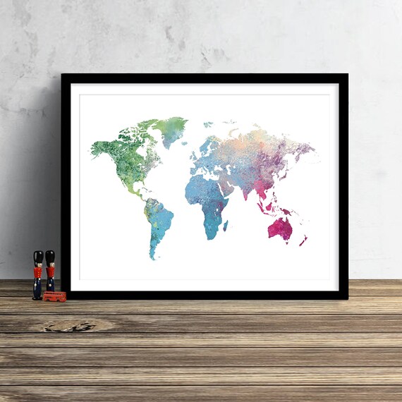 世界地図 水彩イラスト アートプリント 大きな地図プリント 地図