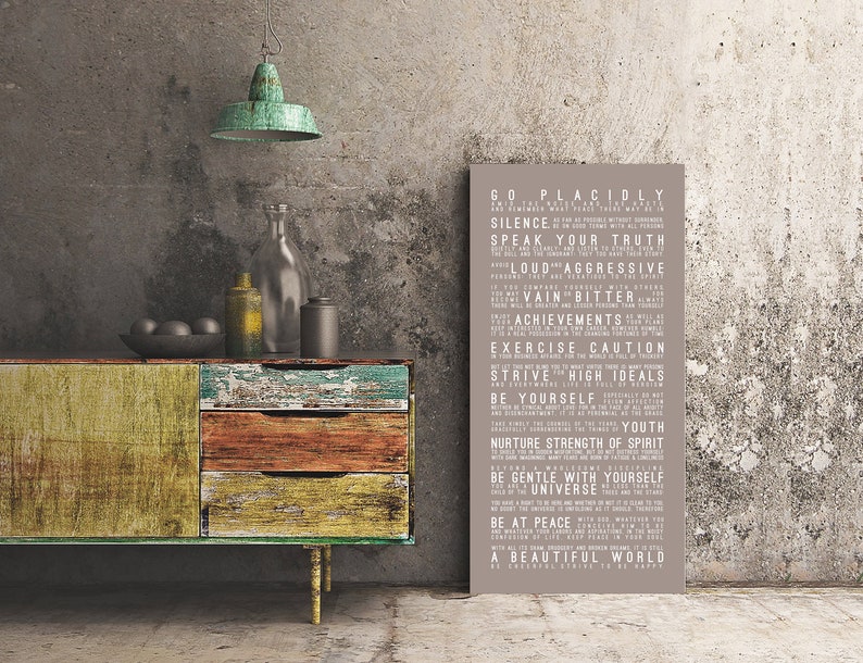DESIDERATA Print | Go Placidly, Desiderata Poster, Max Ehrmann Poem, Inspirational Quotes, Motivational | INSPIRATIONAL Series CANVAS Wrap image 4