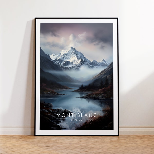 Mont Blanc Travel Print - Frankreich, Mont Blanc Poster, Home Decor, Gift Print oder Leinwand