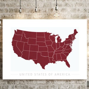 Mapa de EE. UU. - Mapa del país de los Estados Unidos de América - Impresión de arte Ilustración de acuarela Arte de pared Regalo de decoración del hogar - IMPRESIONES EN COLOR