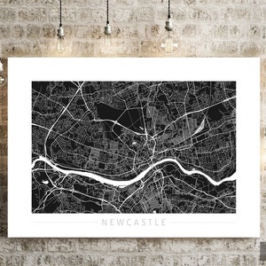 Newcastle Map - City Street Map of Newcastle, England - Art Print Watercolor Illustration Wall Art Home Decor Gift - Colour Series PRINT