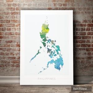 Carte des Philippines - Carte du pays des Philippines - Impression d'art Illustration aquarelle, Art mural, décoration d'intérieur, cadeau - IMPRESSION SÉRIE NATURE