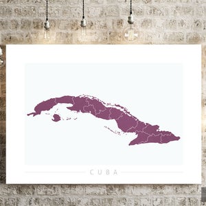Cuba Map - Country Map of Cuba - Art Print Watercolor Illustration Wall Art Home Decor Gift - COLOUR PRINTS