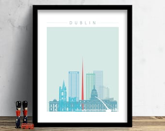 Dublin Skyline, Print, Watercolor Print, Wall Art, Watercolor Art, City Poster, Cityscape, Home Decor, Christmas Gift PRINT #Winter Theme