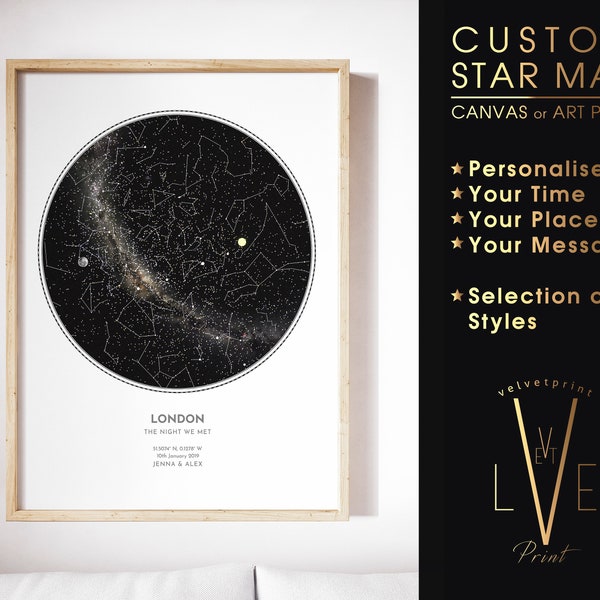 Anniversary Gift - NIGHT SKY on WHITE | Custom Star Map | Wedding Gift Idea | Star Poster, Night Sky | Gift for Men, Gift for Women