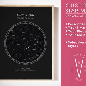 Mappa stellare personalizzata - SFONDO NERO / Mappa stellare personalizzata / Poster stellare, Stampa cielo notturno / Regalo di anniversario / Stampa costellazione