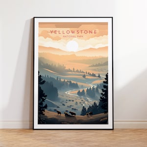 Yellowstone Travel Print - Wyoming, Yellowstone National Park Poster, Home Decor, Gift Print or Canvas