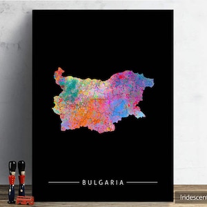 Bulgaria Map - Country Map of Bulgaria - Art Print Watercolor Illustration Wall Art Home Decor Gift - SUNSET SERIES PRINT