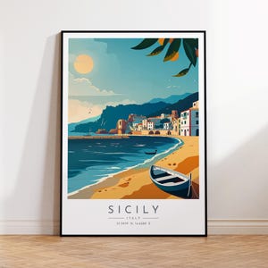 Sicily Travel Poster - Italy, Sicily Travel Print, Home Decor, Print Framed or Canvas