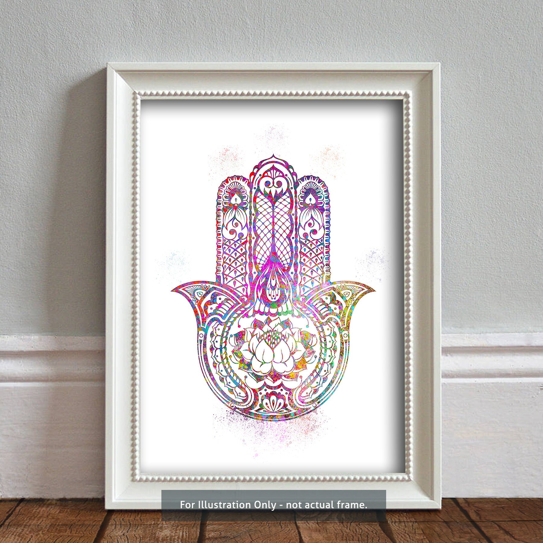 Hamsa Hand Wall Art Print WATERCOLOR Art Print | Etsy