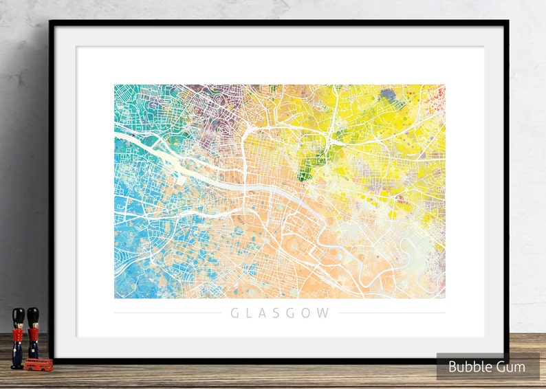 Glasgow Map City Street Map of Glasgow Scotland Art Print Etsy UK