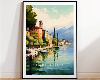 Impression de voyage du lac de Côme - Italie, affiche du lac de Côme, décoration intérieure, impression cadeau ou toile
