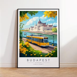 Budapest Reiseplakat - Ungarn, Budapest Druck, Wohnkultur, Druck gerahmt Leinwand