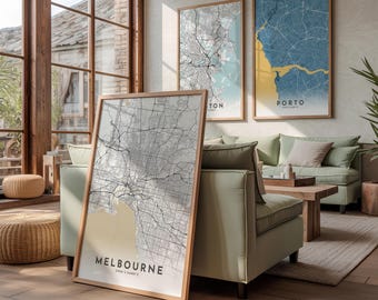 City Map Gallery Wall Set of 3 | Curated Map Art Prints, Coordinated Home Decor, Modern Statement Wall Art, Personalised Location Poster