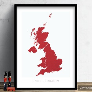 United Kingdom Map - Country Map of United Kingdom - Art Print Watercolor Illustration Wall Art Home Decor Gift - COLOUR PRINTS
