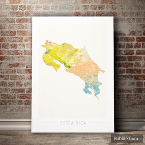 Mapa de Costa Rica - Mapa del país de Costa Rica - Impresión de arte Ilustración de acuarela Arte de pared Regalo de decoración del hogar - IMPRESIÓN DE SERIE NATURALEZA
