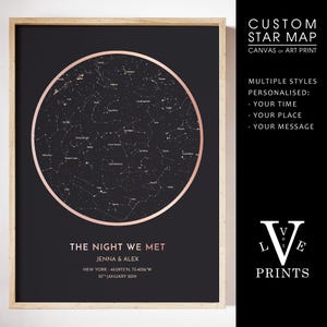 Carte du ciel personnalisée, Carte du ciel personnalisée | Cadeau d'anniversaire personnalisé, Cadeau d'anniversaire | Imprimé constellation - EFFET OR ROSE *Non métallique*