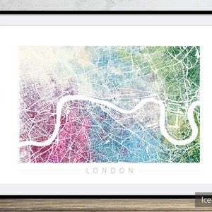 London Map - Stadtplan von London England - Kunstdruck Aquarell Illustration Wand Kunst Wohnkultur Geschenk - Nature Series PRINT
