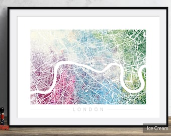 London Map - City Street Map of London England  - Art Print Watercolor Illustration Wall Art Home Decor Gift - Nature Series PRINT