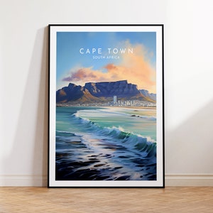 Cape Town Travel Print - Republika Południowej Afryki, plakat Cape Town, wystrój domu, wydruk na prezent lub płótno