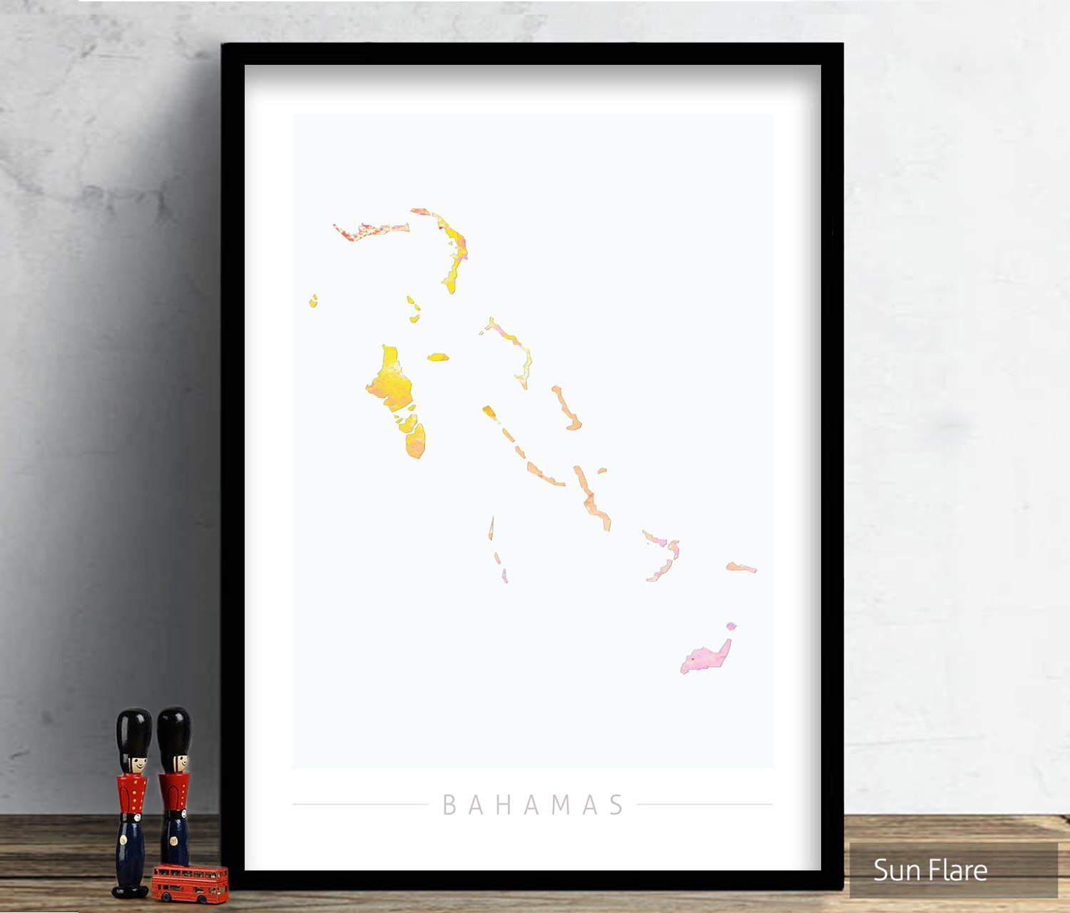 Bahamas Map Island Map of the Bahamas Art Print Watercolor | Etsy