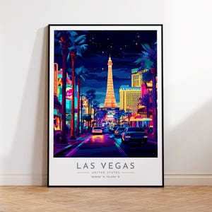 Las Vegas Travel Poster - United States, Las Vegas Travel Print, Home Decor, Print Framed or Canvas