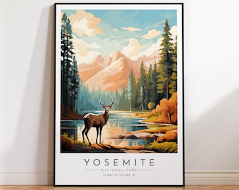 Yosemite Travel Poster - United States, National Park, Yosemite Travel Print, Home Decor, Print Framed or Canvas