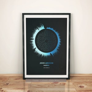 Custom FADED SOUND WAVE Art Print | Personalised Sound Wave & Lyrics | Wedding Gift, Song Lyrics, Gift for Him, Her | Black  Series